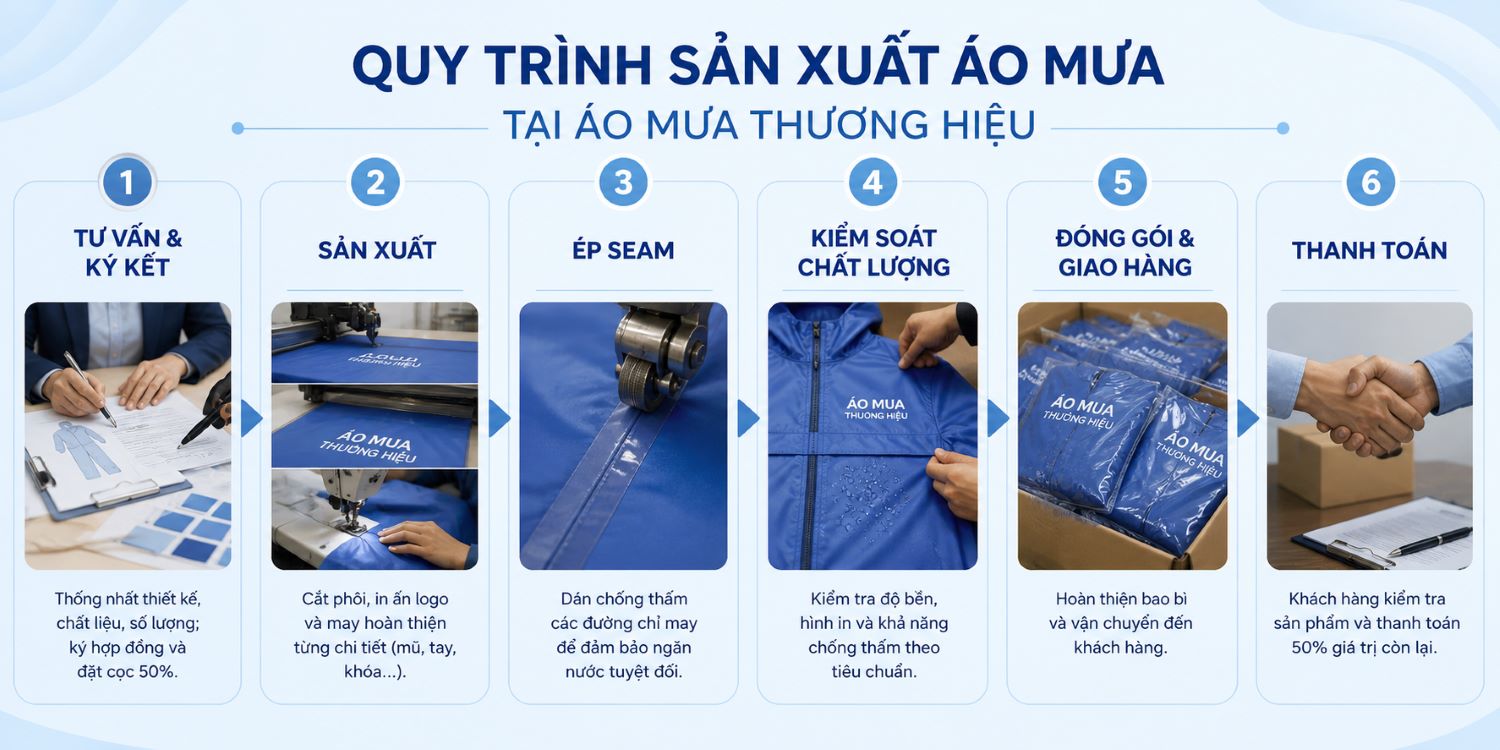 quy trình sản xuất áo mưa tại áo mưa thương hiệu